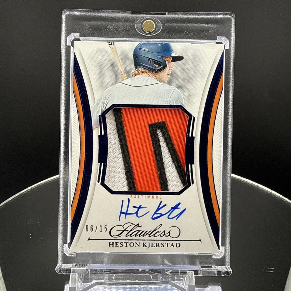 2025‎ Heston Kjerstad Flawless Patch Auto /15 RC Orioles Jumbo 3-Color